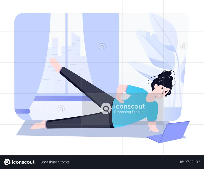 Woman doing side plank  Illustration