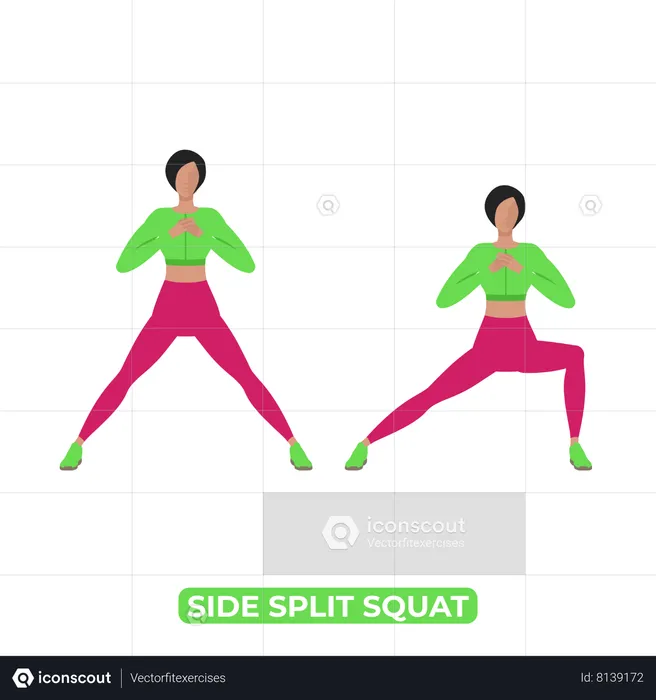 Woman Doing Side Split Squat  Illustration