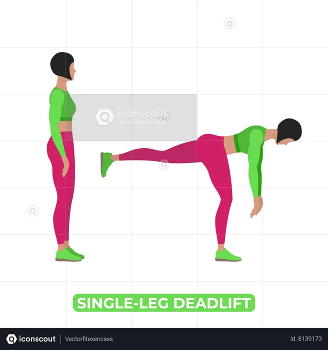 Woman Doing Single Leg Deadlift  Illustration