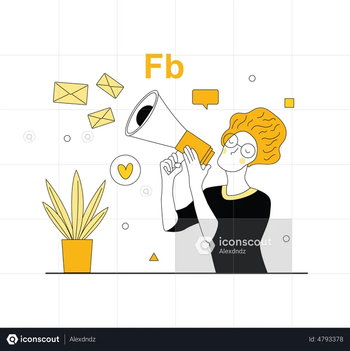 Woman doing social media marketing  Illustration