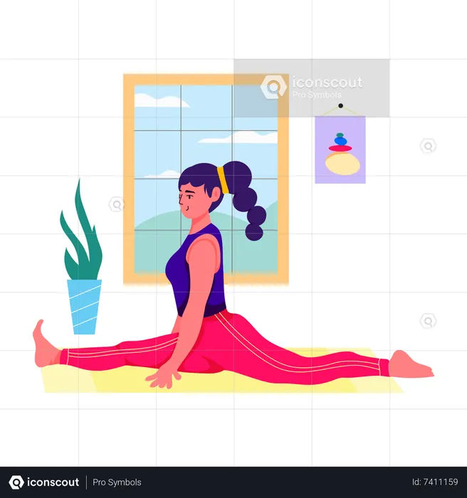 Woman doing Split Leap  Illustration