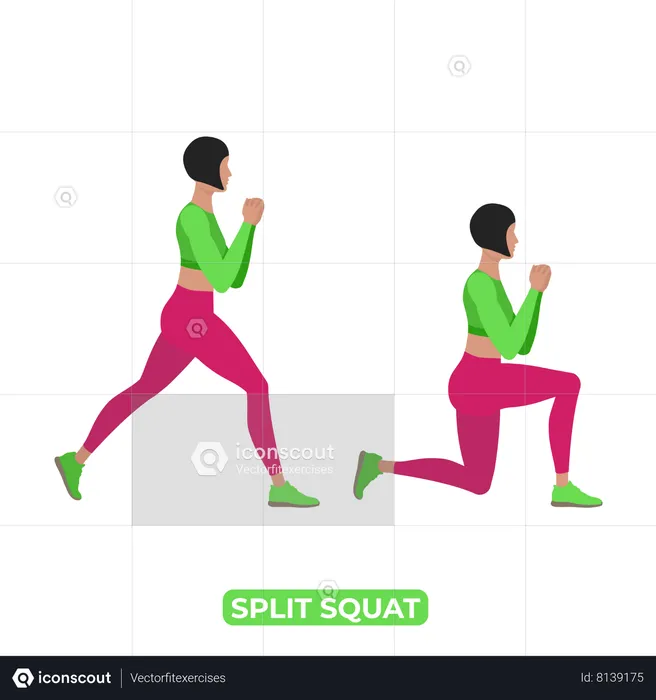 Woman Doing Split Squat  Illustration