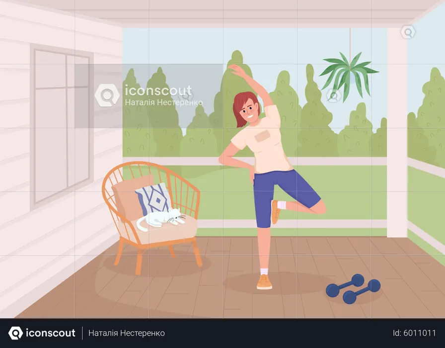 Woman doing sports exercises  Illustration