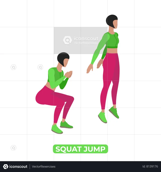 Woman Doing Squat Jump  Illustration