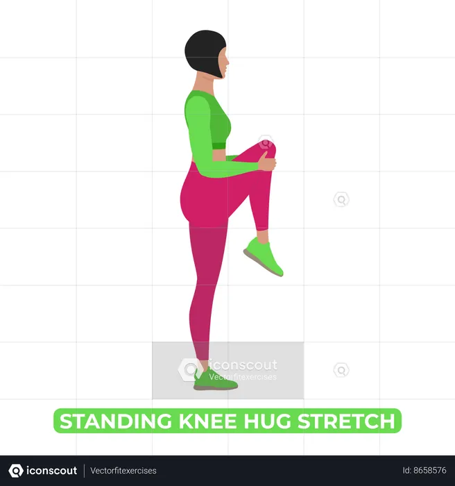 Woman Doing Standing Knee Hug  Illustration
