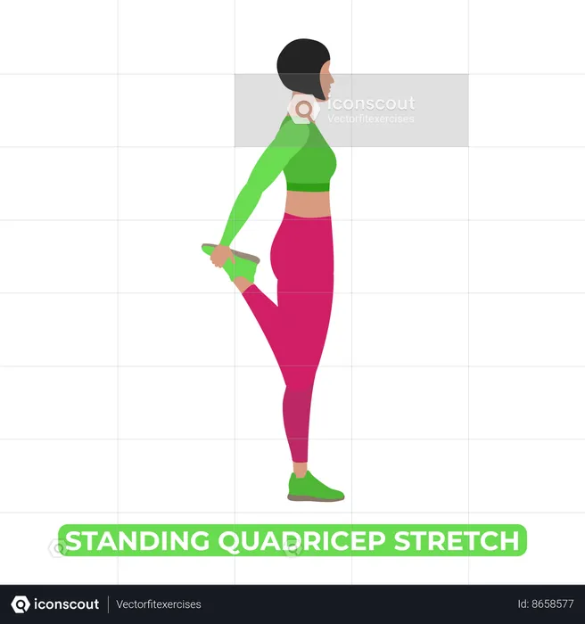 Woman Doing Standing Quadricep Stretch  Illustration