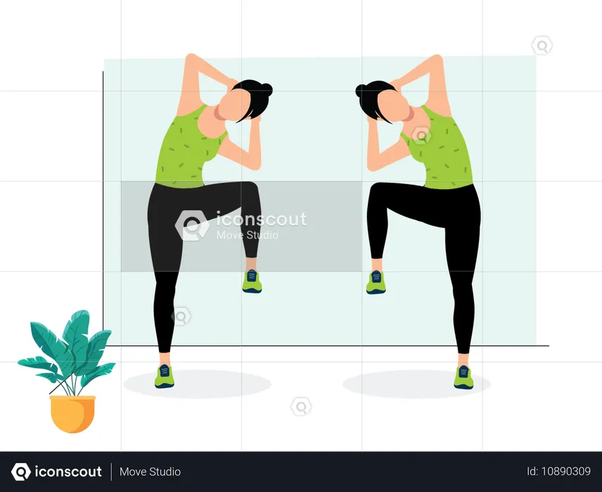 Woman doing Standing Side Crunches  Illustration