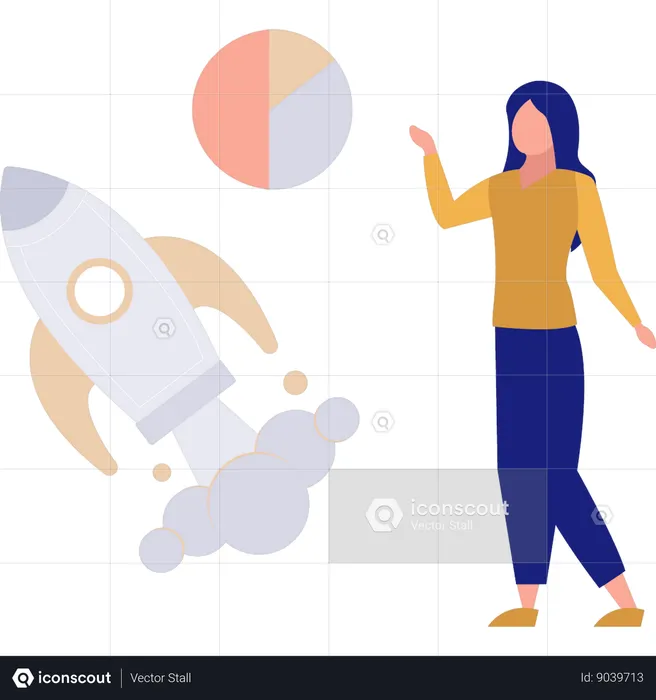 Woman doing startup analysis  Illustration