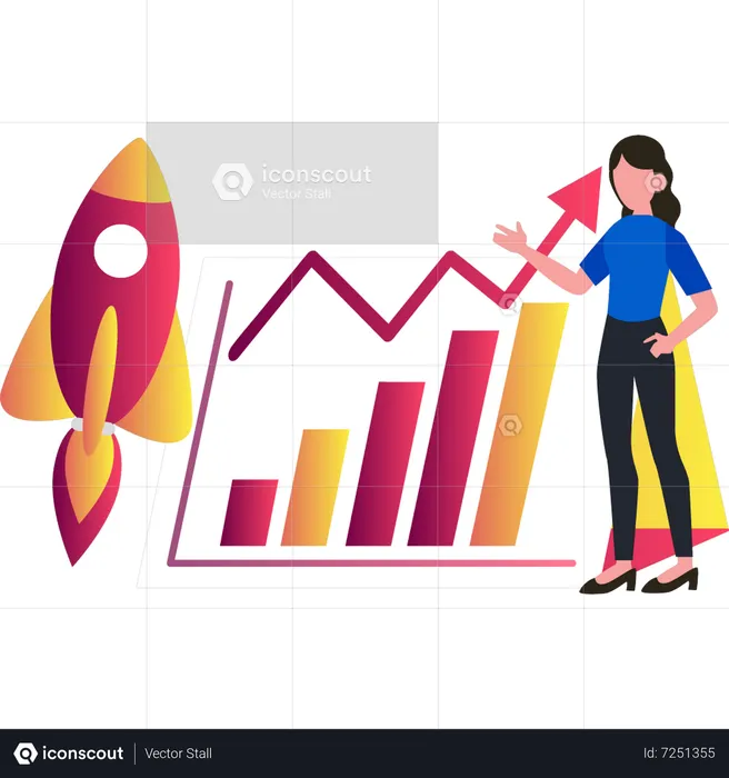 Woman doing startup analysis  Illustration