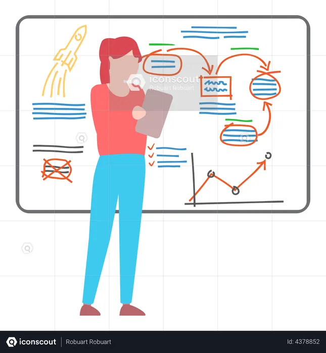 Woman doing startup planning  Illustration