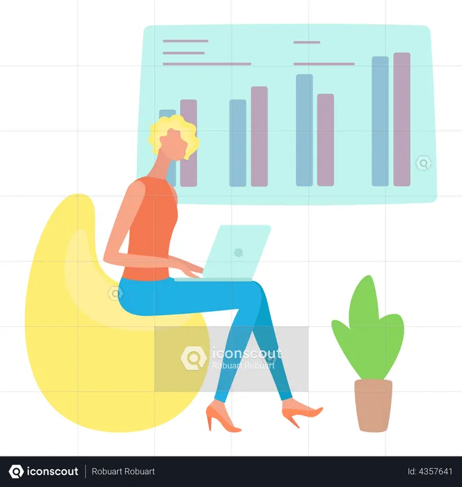 Woman doing statistical analysis  Illustration