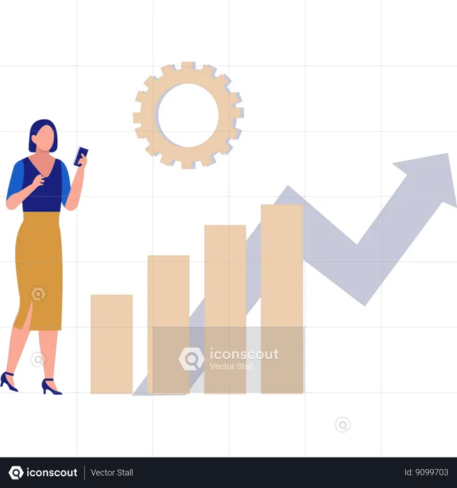 Woman doing stock market analysis  Illustration