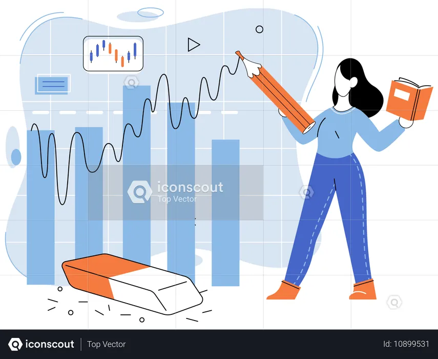 Woman doing stock market manipulation  Illustration