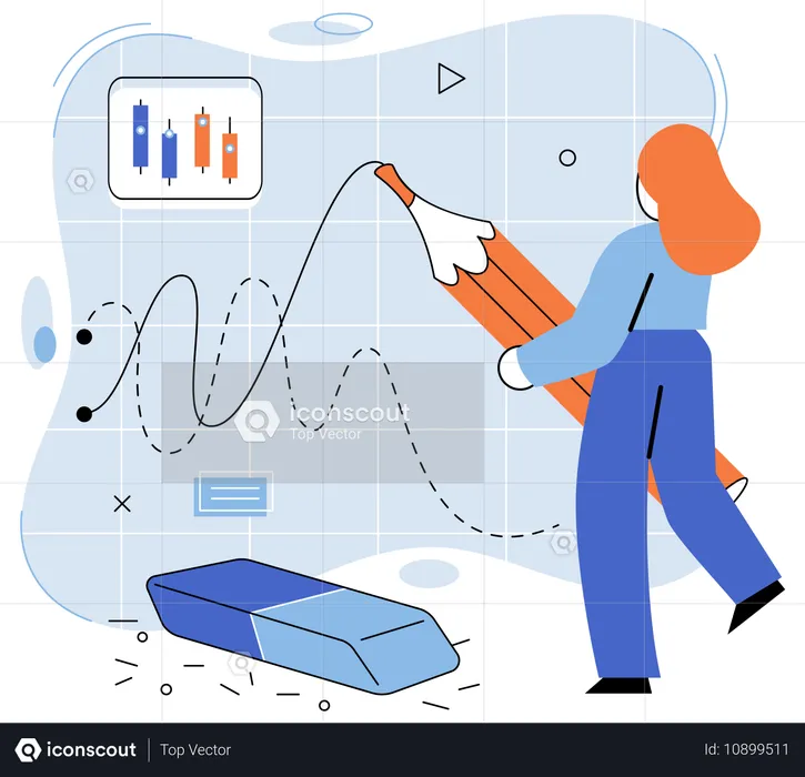 Woman doing stock market manipulation  Illustration