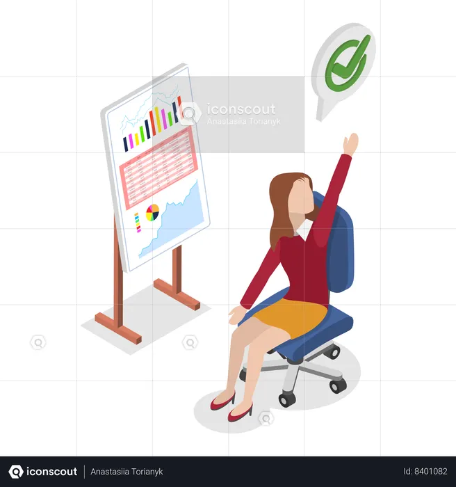 Woman doing stretching at workplace  Illustration