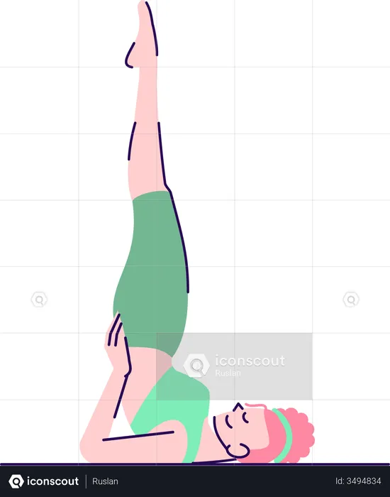 Woman doing supported shoulderstand  Illustration