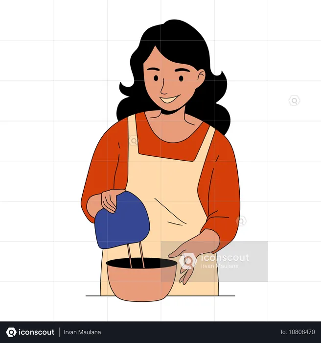 Woman doing syrup mixing  Illustration