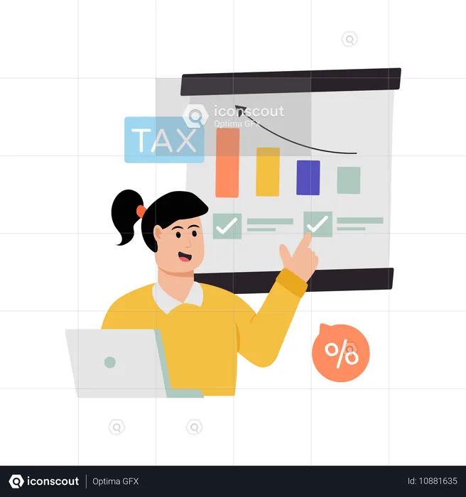 Woman doing tax analysis  Illustration