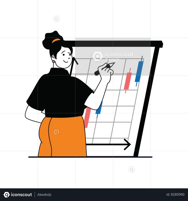 Woman doing technical analysis  Illustration