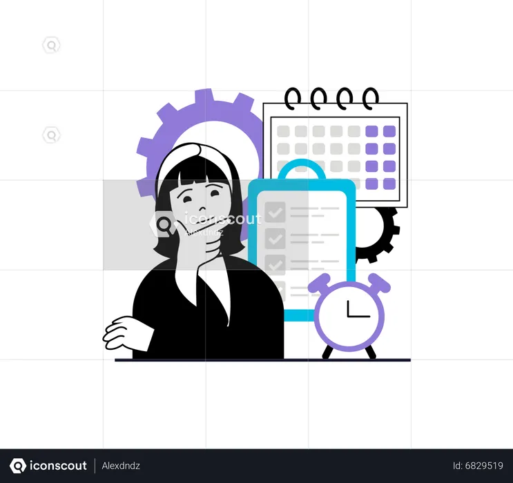 Woman doing time management  Illustration