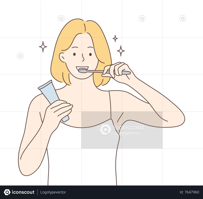 Woman doing toothbrush  Illustration
