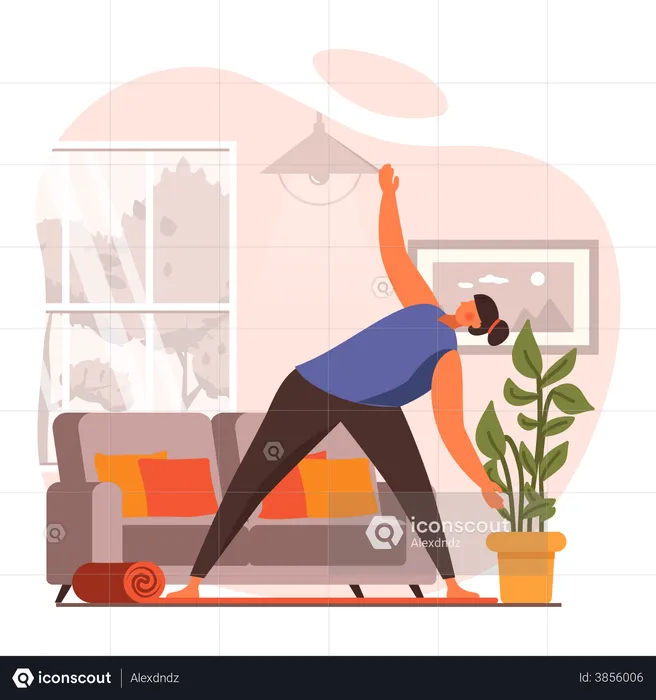 Woman Doing Triangle Yoga Pose  Illustration