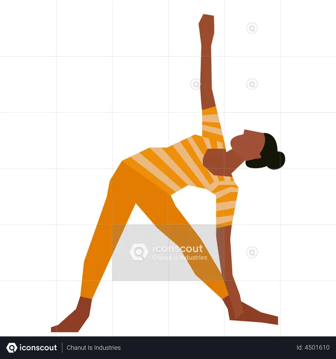 Woman doing triangle yoga pose  Illustration
