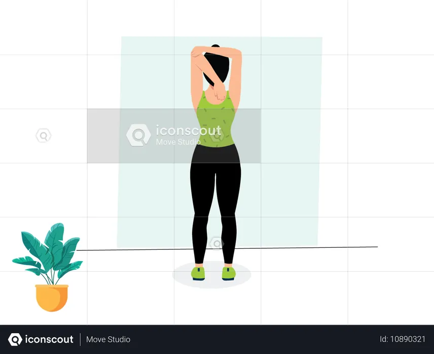 Woman doing Tricep Stretch  Illustration