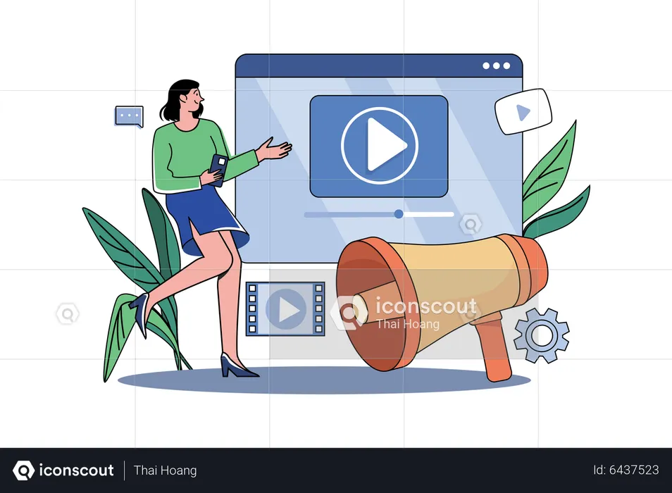 Woman Doing Video Marketing  Illustration
