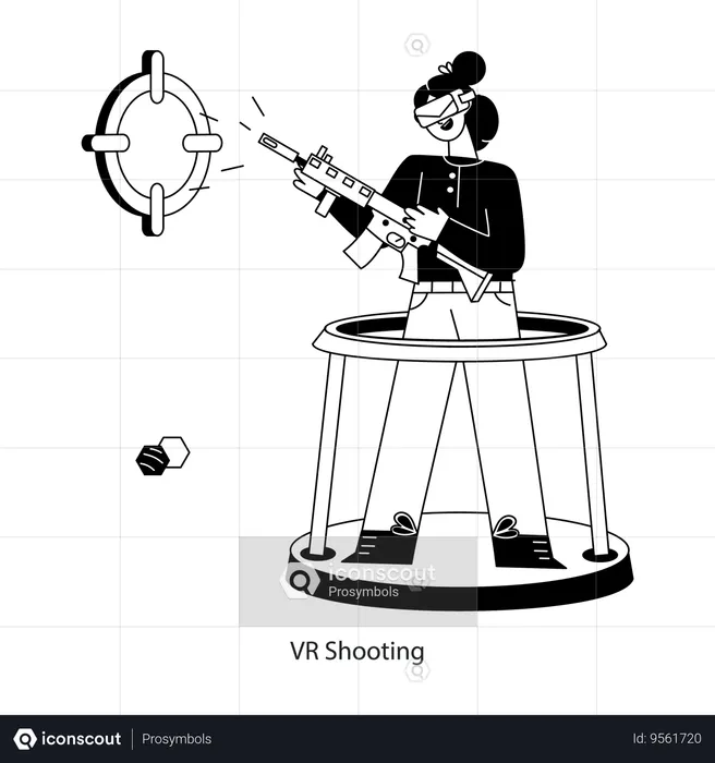 Woman Doing Vr Shooting  Illustration