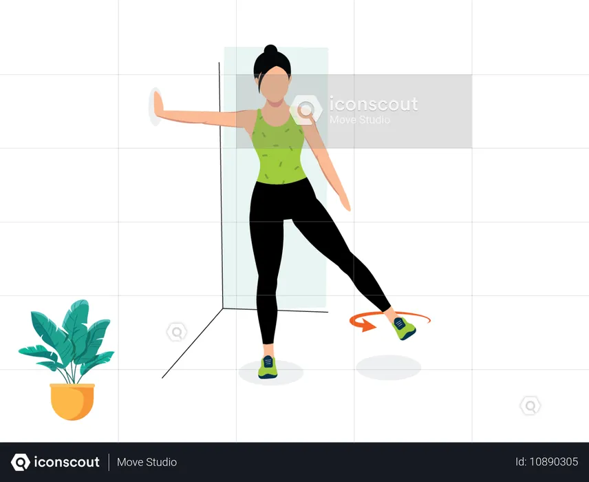 Woman doing Wall Hip Circles  Illustration