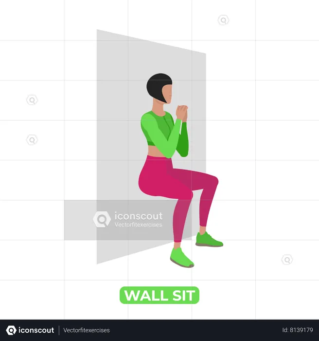 Woman Doing Wall Sit  Illustration