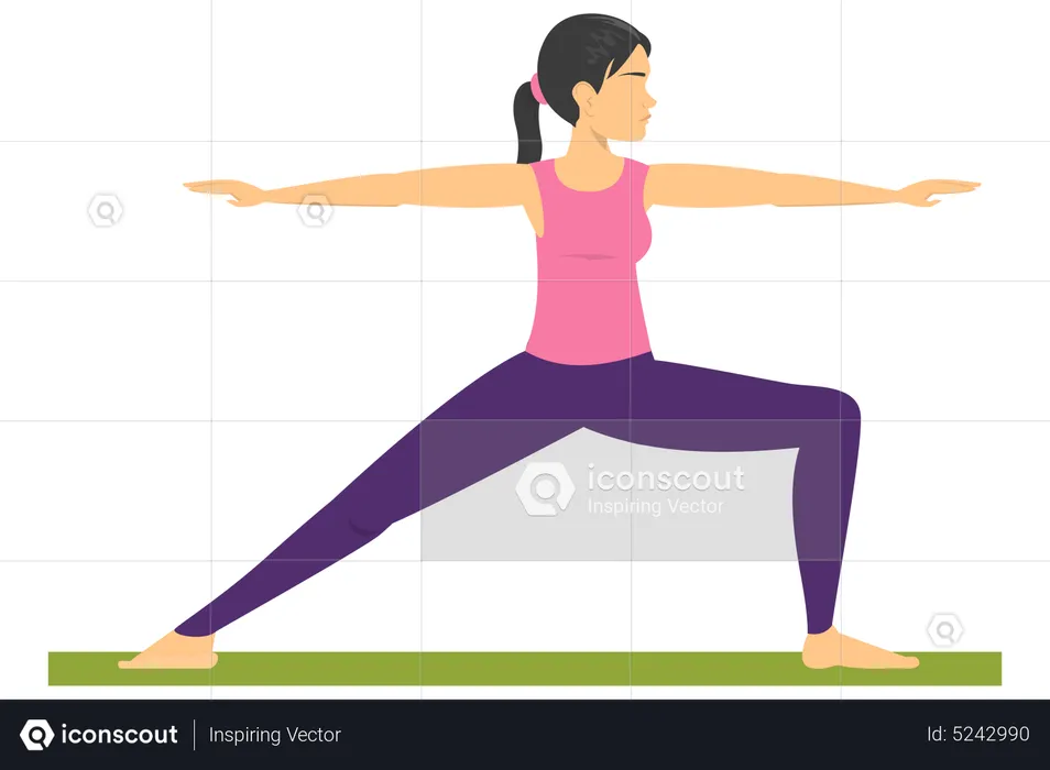 Woman doing Warrior yoga pose  Illustration