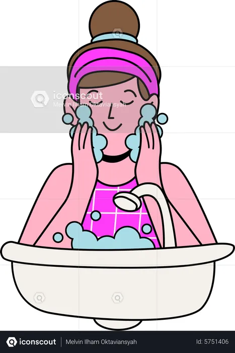 Woman doing washing face  Illustration