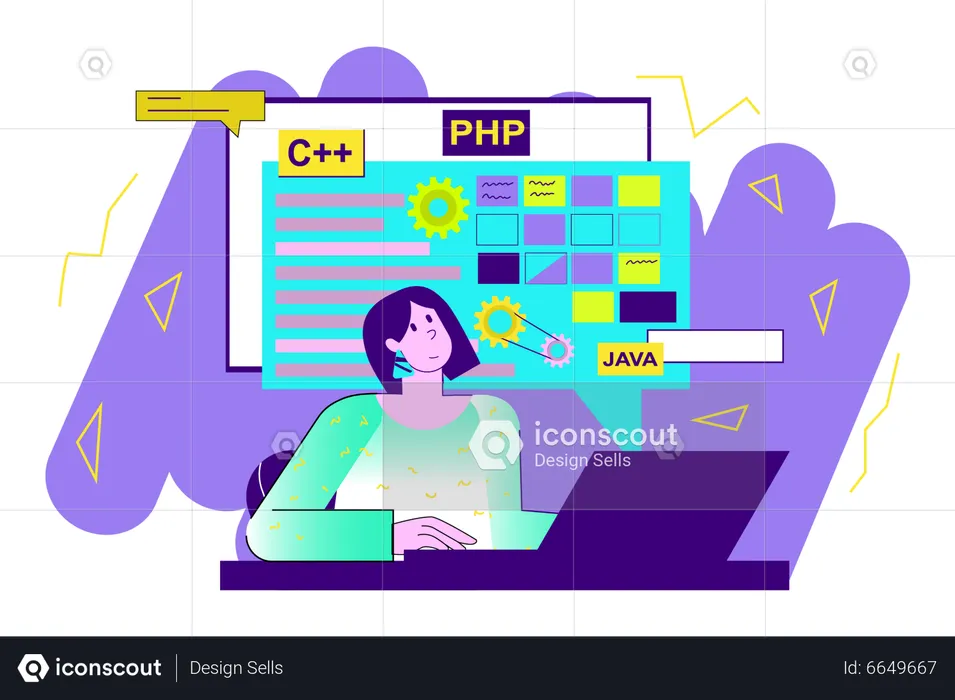 Woman doing web development  Illustration