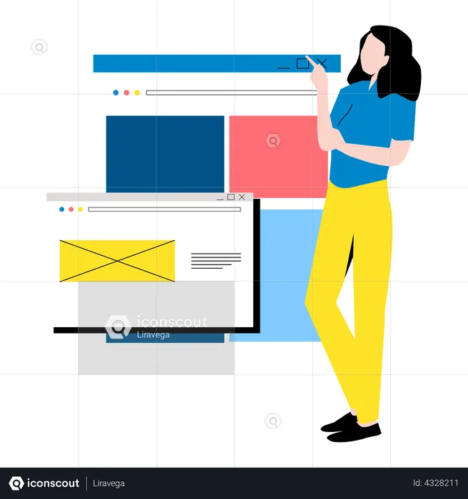 Woman doing web layout design  Illustration