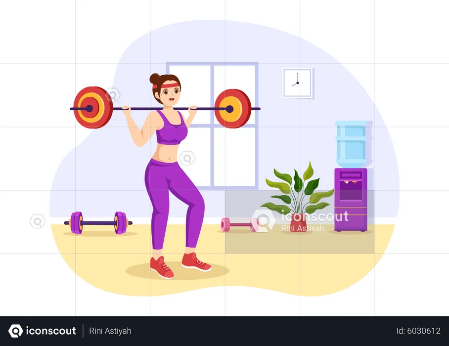 Woman Doing Weight Lifting  Illustration