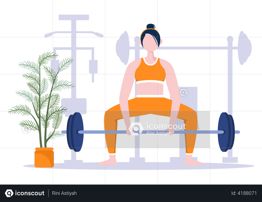 Best Premium Woman doing weightlifting Illustration download in PNG ...