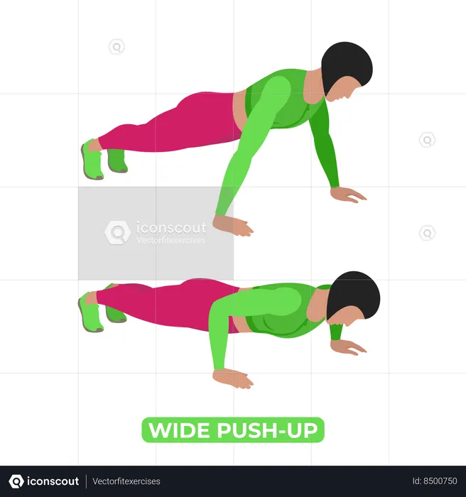 Woman Doing Wide Push Up  Illustration