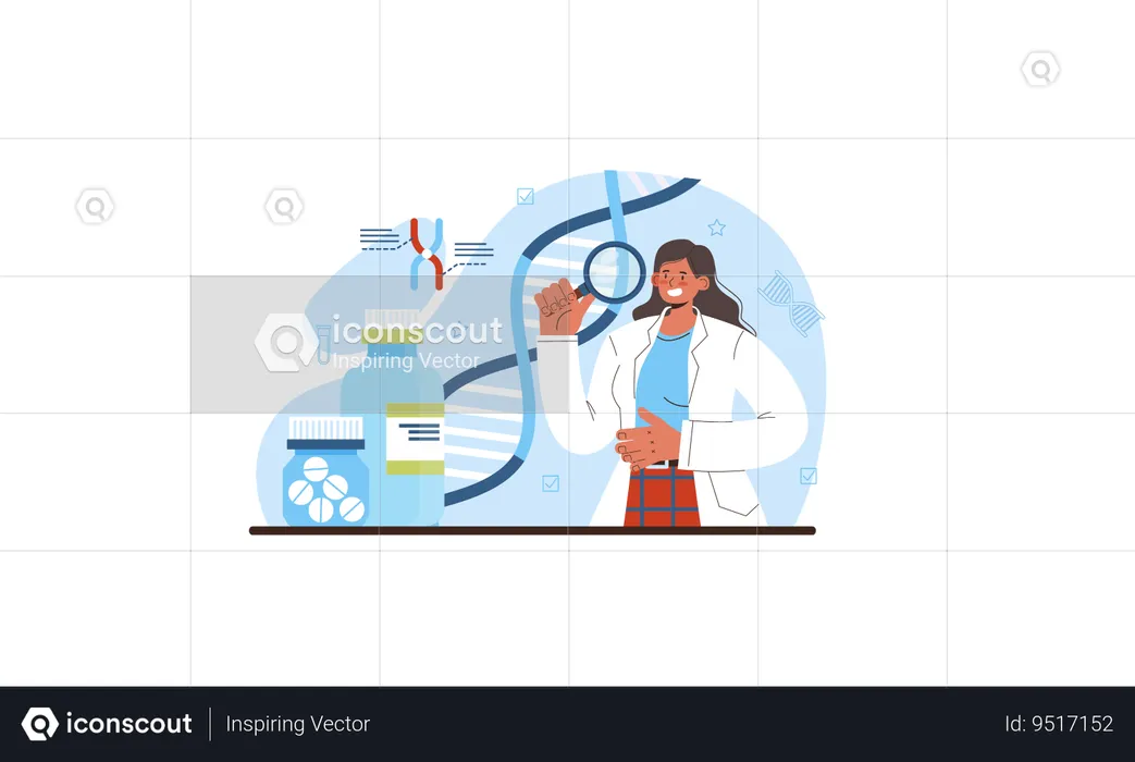 Woman doing working on Biotechnology  Illustration