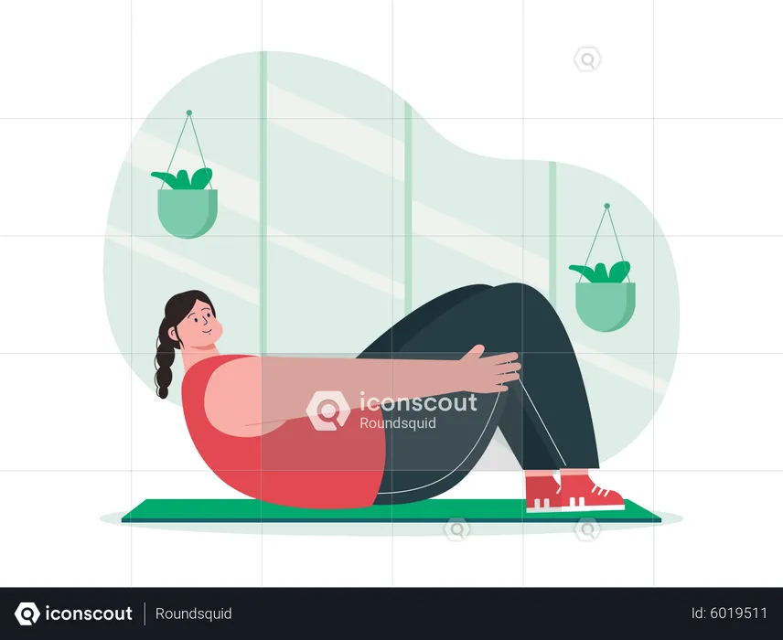 Woman doing workout at home  Illustration