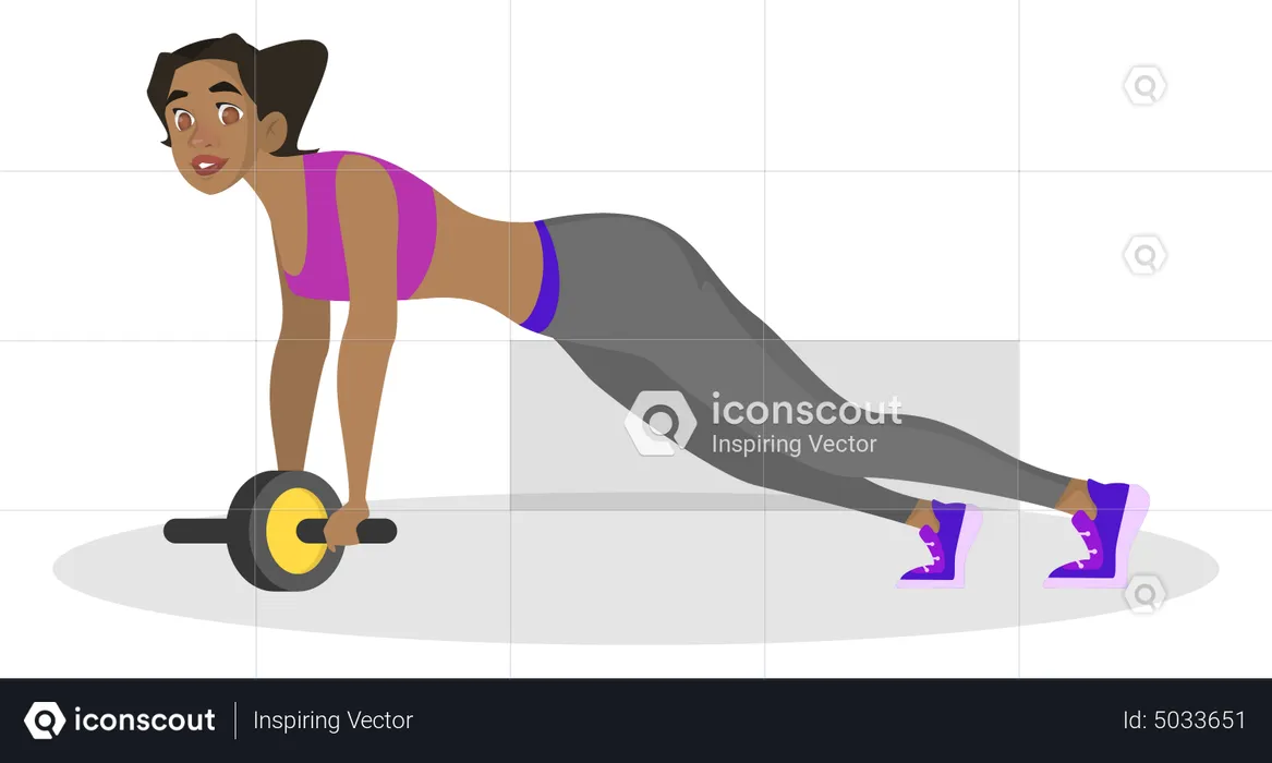 Woman doing workout for ABS using AB roller  Illustration
