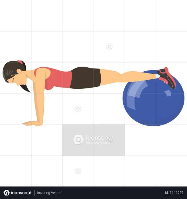 Woman doing workout with gym ball  Illustration