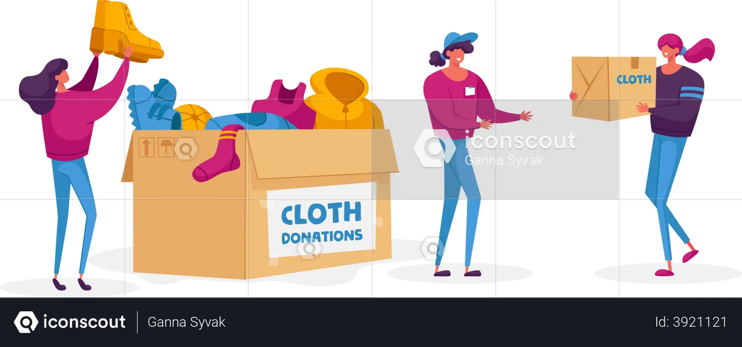 Woman donating clothes  Illustration