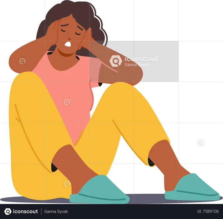 Woman Dons Cozy Slippers And Pajamas  Illustration