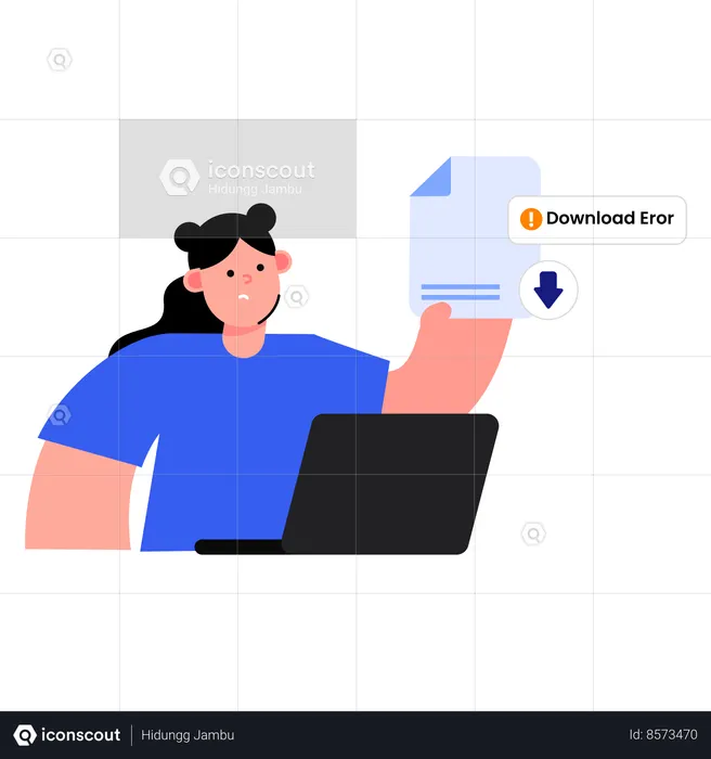 Woman download file eror  Illustration