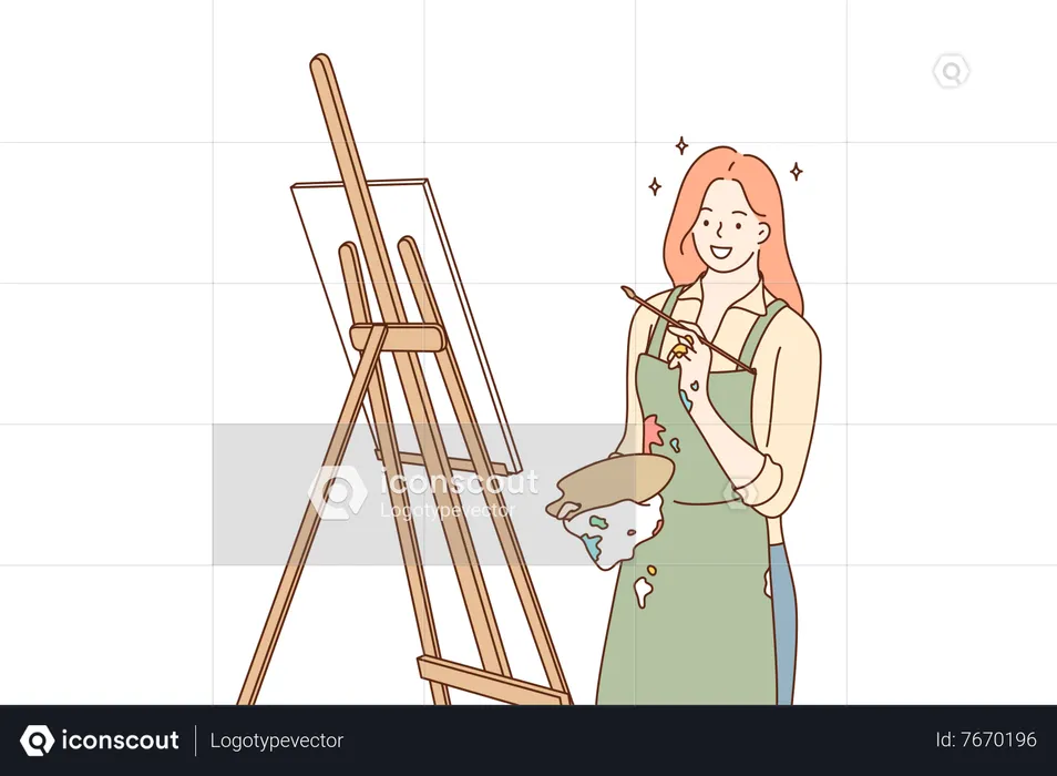 Woman draw painting  Illustration