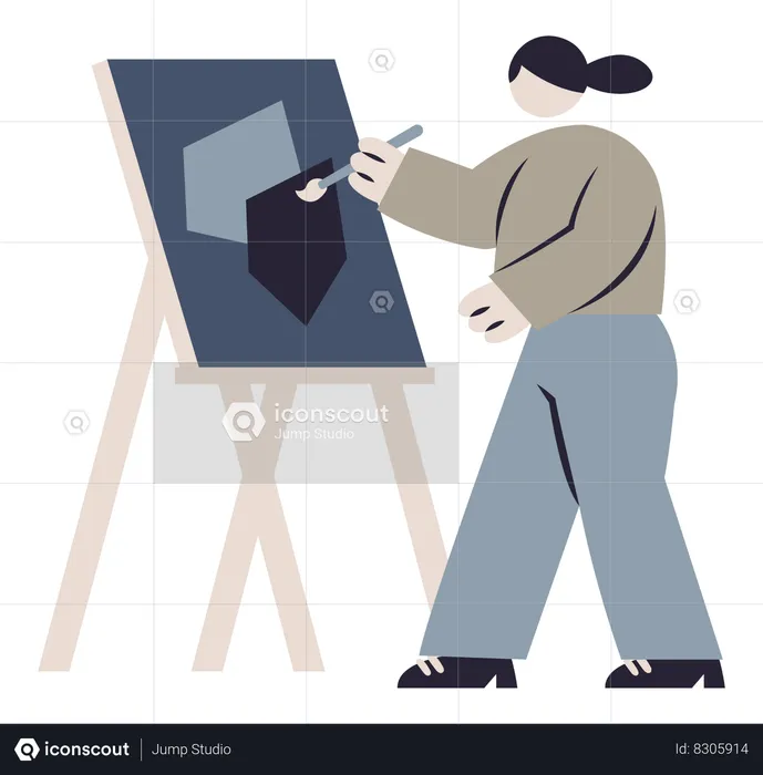 Woman Drawing  Illustration