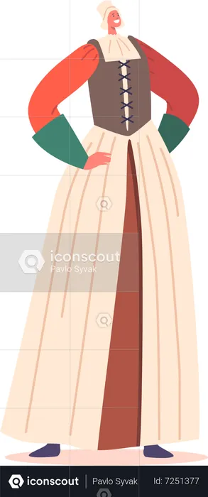 Woman Dressed In Renaissance Peasant Costume  Illustration