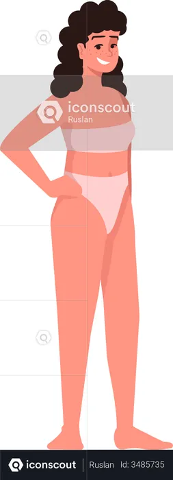 Woman dressed in two-piece swimsuit  Illustration